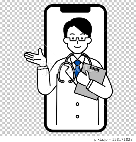 Male doctor conducting online consultations 138171828