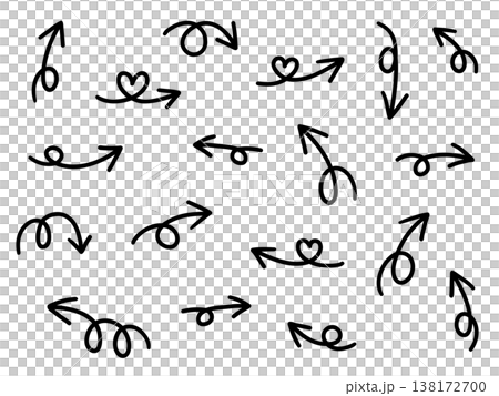 Vector illustration set of hand drawn pointing arrow icons. Direction, hand drawn, simple, arrow 138172700