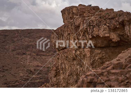 Rock texture background, natural stone surface, abstract cracked desert rocks pattern 138172865