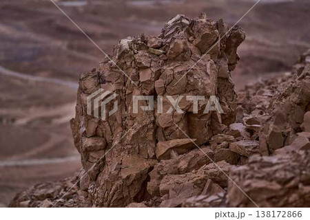 Rock texture background, natural stone surface, abstract cracked desert rocks pattern 138172866