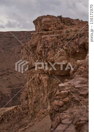 Rock texture background, natural stone surface, abstract cracked desert rocks pattern 138172870
