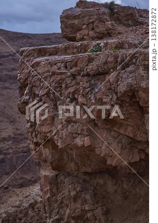 Rock texture background, natural stone surface, abstract cracked desert rocks pattern 138172872