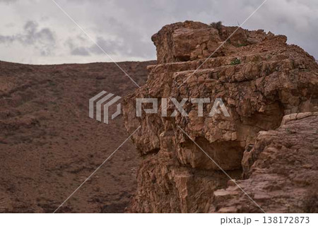 Rock texture background, natural stone surface, abstract cracked desert rocks pattern 138172873
