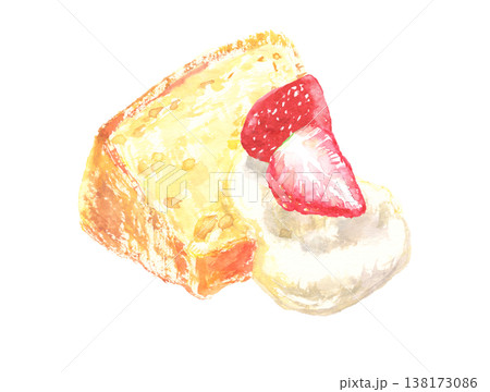 水彩で描いたシフォンケーキのイラスト 138173086