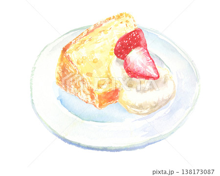 水彩で描いたシフォンケーキのイラスト 138173087