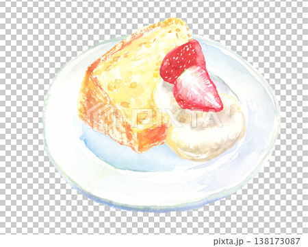水彩で描いたシフォンケーキのイラスト 138173087