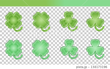 A set of plump, two-colored clovers. A set of plump, two-colored clovers. 138173196