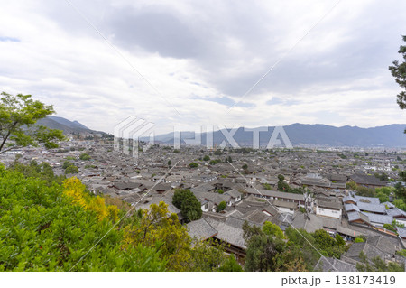 Panoramic view of traditional house of the old town Lijiang, China. Dayan, commonly called the Old Town of Lijiang. Look from Lion Hill. 138173419
