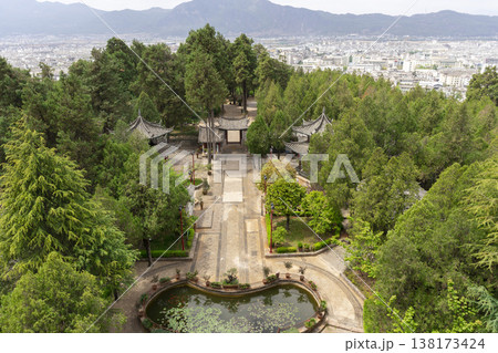 Panoramic view of traditional house of the old town Lijiang, China. Dayan, commonly called the Old Town of Lijiang. Look from Lion Hill. 138173424