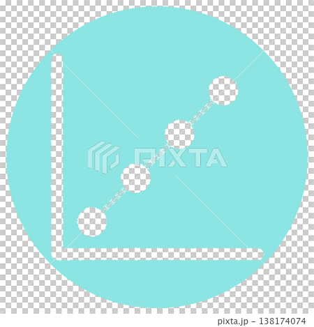 簡單的折線圖圖標，帶有一條上升趨勢線，背景為薄荷綠色。 138174074
