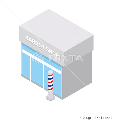 床屋・理容室の建物イラスト 床屋・理容室の建物イラスト 138174681