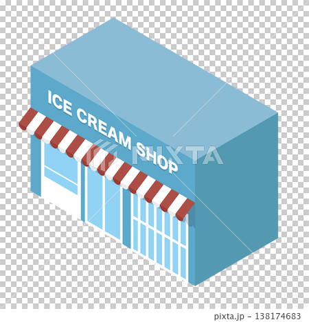 アイスクリームショップの建物イラスト 138174683