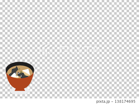 Simple miso soup illustration with copy space. Japanese food, breakfast, background material. 138174695