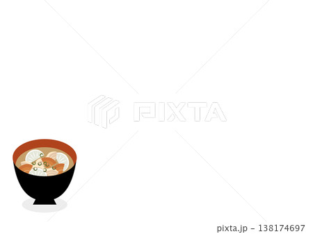 温かい豚汁のイメージイラスト コピースペース付き 和食素材 冬の食事 138174697