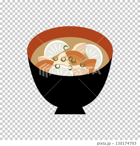 豚汁のシンプルイラスト 和食 温かい食事 冬の料理素材 138174703