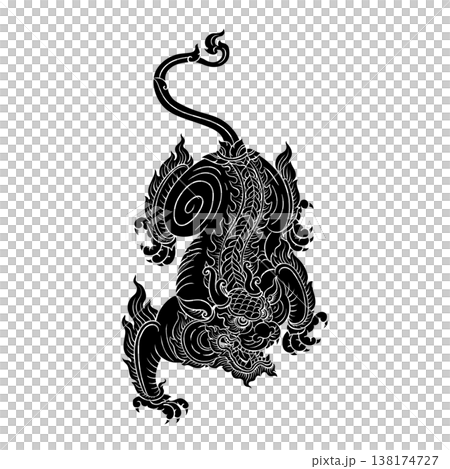 Illustration black silhouette of Chi lin Thai style Illustration black silhouette of Chi lin Thai style 138174727