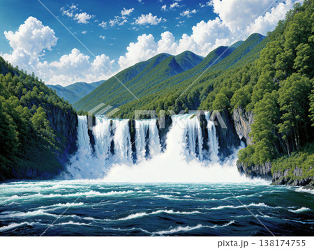 激しく美しい大自然の滝が生み出す光景 138174755