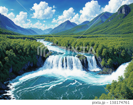 激しく美しい大自然の滝が生み出す光景 138174761