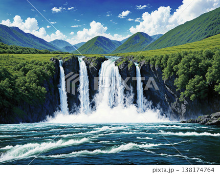 激しく美しい大自然の滝が生み出す光景 138174764