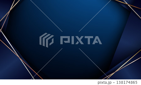 Dark blue and gold abstract background with luxury geometric layers and elegant golden lines for premium corporate branding and professional business Dark blue and gold abstract background with luxury geometric layers and elegant golden lines for premium corporate branding and professional business 138174865