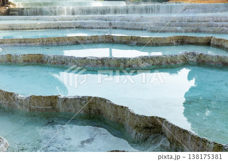 Carbonate travertines the natural pools during. Turkey Carbonate travertines the natural pools during. Turkey 138175381
