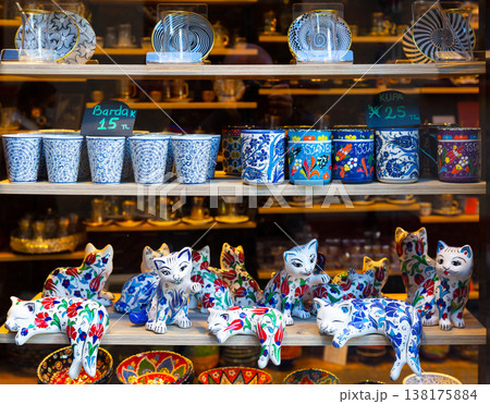 Traditional Turkish ceramics for sale in souvenir shop in Istanbul Traditional Turkish ceramics for sale in souvenir shop in Istanbul 138175884