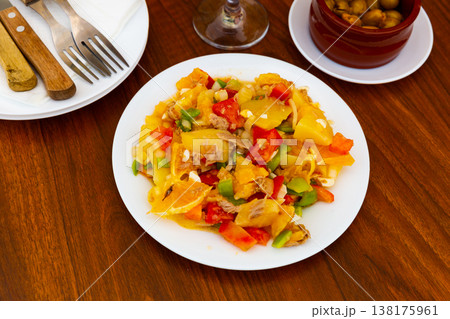 tradiditional malaga salad from cod and potato for lunch tradiditional malaga salad from cod and potato for lunch 138175961