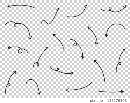 Vector illustration set of hand drawn pointing arrow icons. Direction, hand drawn, simple, arrow 138176508