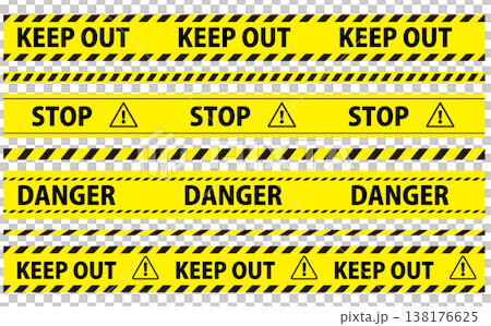 Industrial-style tiger rope & warning tape illustration set 138176625
