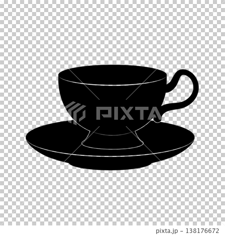 Monochrome antique cup and saucer, porcelain. Monochrome antique cup and saucer, porcelain. 138176672