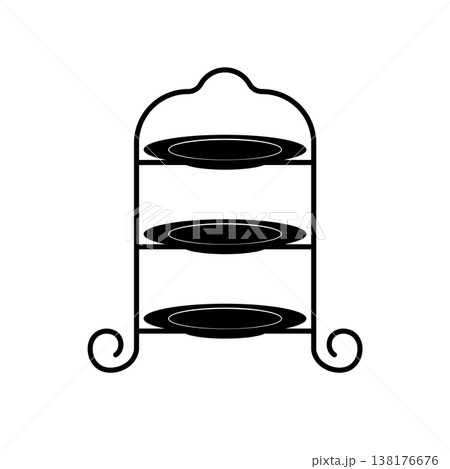 モノクロームのサービングスタンド 3段 アフタヌーンティー 138176676