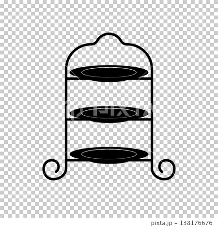 モノクロームのサービングスタンド 3段 アフタヌーンティー 138176676