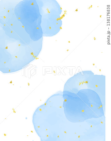水色のにじみ水彩に金粉と金粉を組み合わせた背景のイラスト 水色のにじみ水彩に金粉と金粉を組み合わせた背景のイラスト 138176838