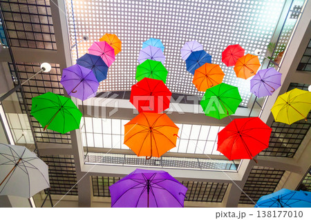 A multitude of colorful umbrellas A multitude of colorful umbrellas 138177010