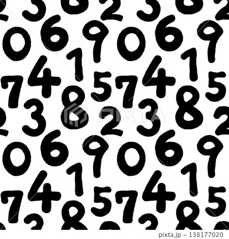 ラフな数字のシームレスパターン ラフな数字のシームレスパターン 138177020