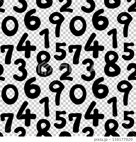 ラフな数字のシームレスパターン ラフな数字のシームレスパターン 138177020