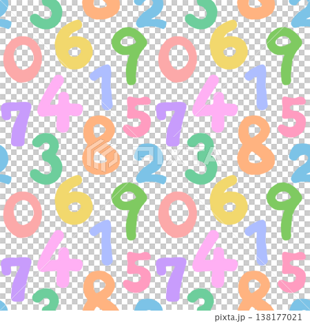 Rough, seamless number pattern (colorful) 138177021