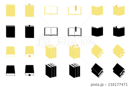 いろいろな形と角度の本のアイコンイラストセット 138177471