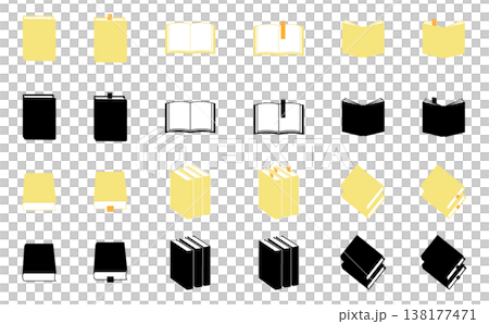 いろいろな形と角度の本のアイコンイラストセット 138177471