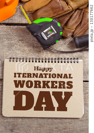 Celebrating international workers day with tools and a message on May 1 138177662