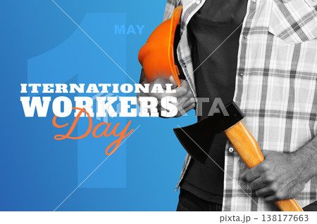 Celebrating international workers day on May 1 with tools and workwear in hand 138177663