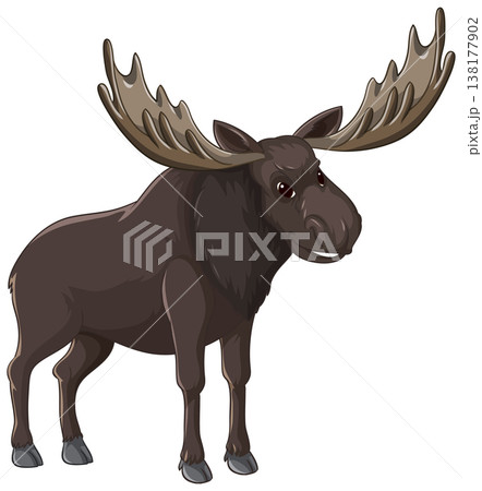 Large Bull Moose Vector Illustration with Antlers on White Background 138177902