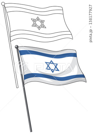 Vector Illustration of the National Flag of Israel on Flagpoles Vector Illustration of the National Flag of Israel on Flagpoles 138177927