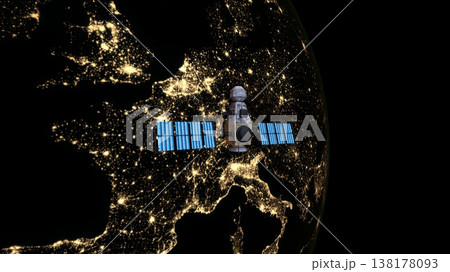人工衛星と地球 138178093