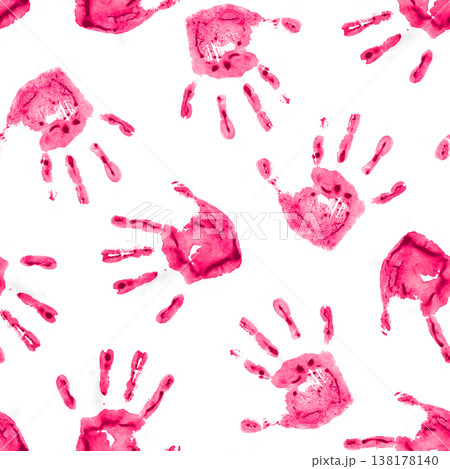 Red Handprints on White Background 138178140