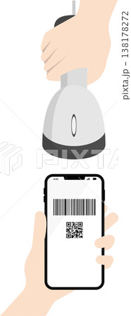 スマートフォンでバーコード決済をする スマートフォンでバーコード決済をする 138178272