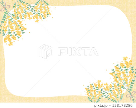 手描き風ミモザのフレーム（枠あり） 138178286