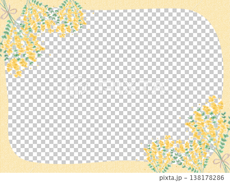 手描き風ミモザのフレーム（枠あり） 138178286