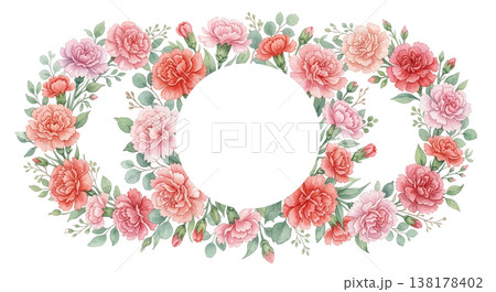 赤い花のリース素材 138178402