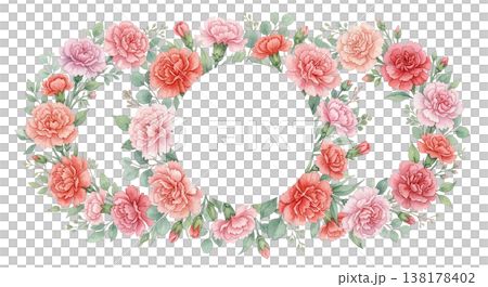 赤い花のリース素材 138178402